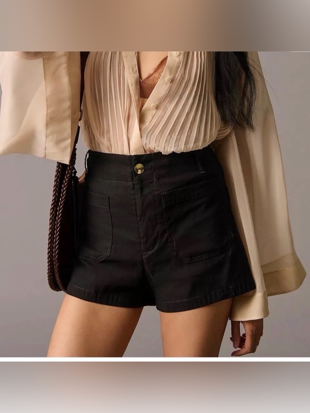 Anthropologie Maeve Shorts Womens 28 Black Colette Linen Blend
